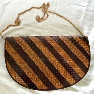 Genuine Snake Skin Brown Leather Clutch purse